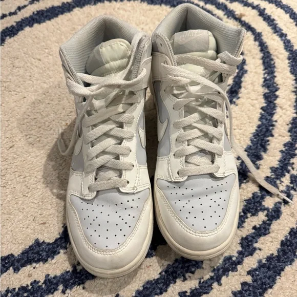 Nike Dunk White and Light Gray High-Tops - Picture 2 of 5